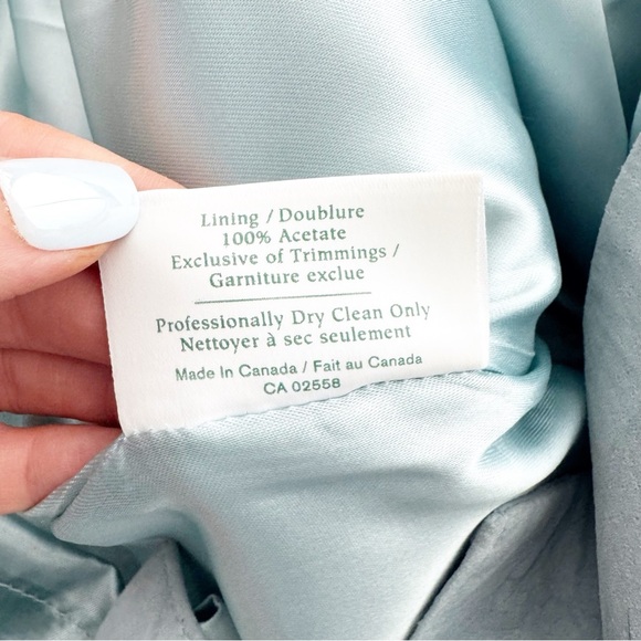 Danier Women’s Leather Suede Mini Dress Cocktail Spaghetti Straps Sky Blue S/P - Picture 6 of 8